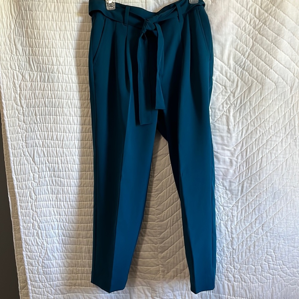 Blue dress pants with tie belt!